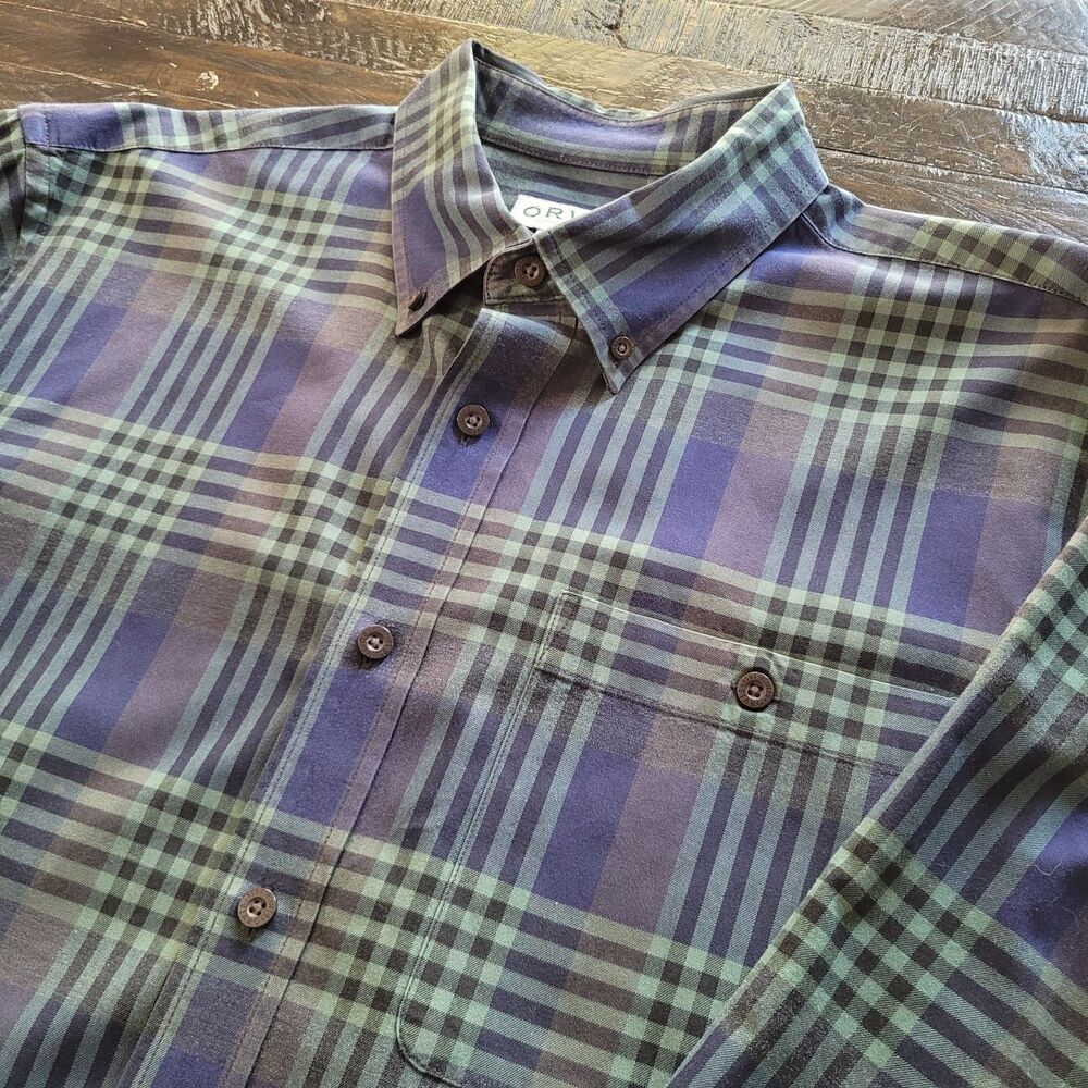 Orvis Plaid Casual Long Sleeve Button Down Shirt Mens Size L